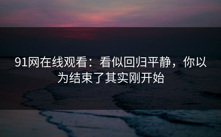 91网在线观看：看似回归平静，你以为结束了其实刚开始