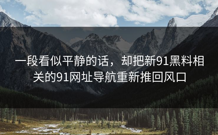 一段看似平静的话，却把新91黑料相关的91网址导航重新推回风口