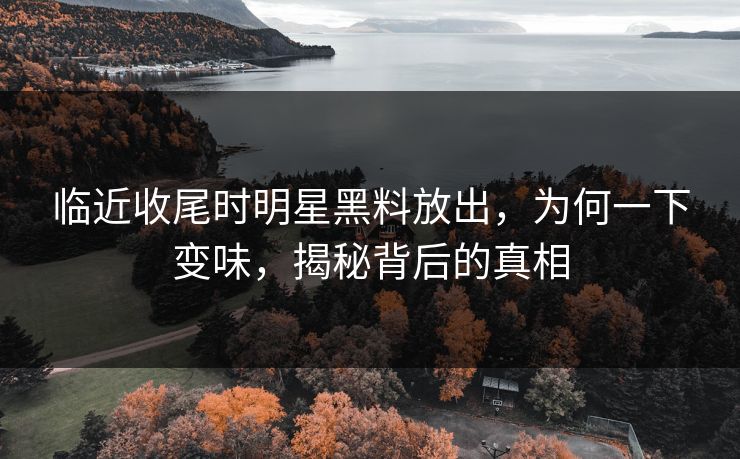 临近收尾时明星黑料放出，为何一下变味，揭秘背后的真相