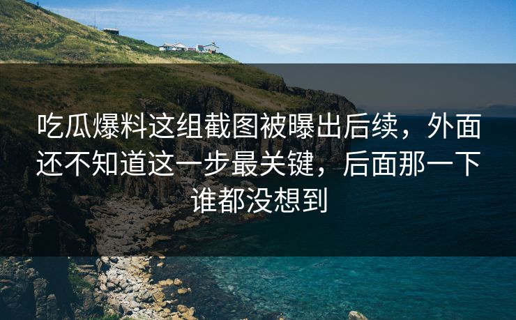 吃瓜爆料这组截图被曝出后续，外面还不知道这一步最关键，后面那一下谁都没想到