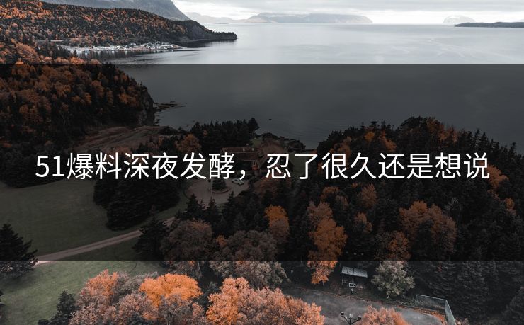 51爆料深夜发酵,忍了很久还是想说 51爆料深夜发酵,忍了很久还是想说