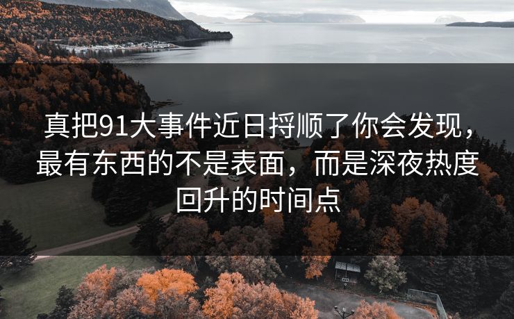 真把91大事件近日捋顺了你会发现，最有东西的不是表面，而是深夜热度回升的时间点