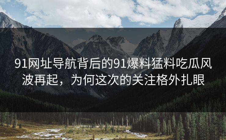 91网址导航背后的91爆料猛料吃瓜风波再起，为何这次的关注格外扎眼