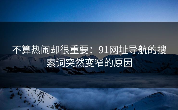 不算热闹却很重要:91网址导航的搜索词突然变窄的原因 不算热闹却很重要:91网址导航的搜索词突然变窄的原因