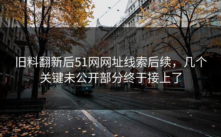 旧料翻新后51网网址线索后续，几个关键未公开部分终于接上了