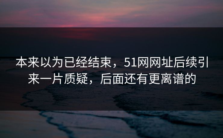 本来以为已经结束，51网网址后续引来一片质疑，后面还有更离谱的