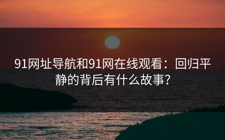 91网址导航和91网在线观看：回归平静的背后有什么故事？