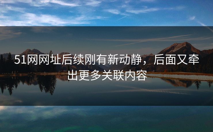 51网网址后续刚有新动静，后面又牵出更多关联内容