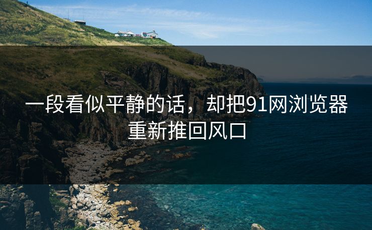 一段看似平静的话，却把91网浏览器重新推回风口